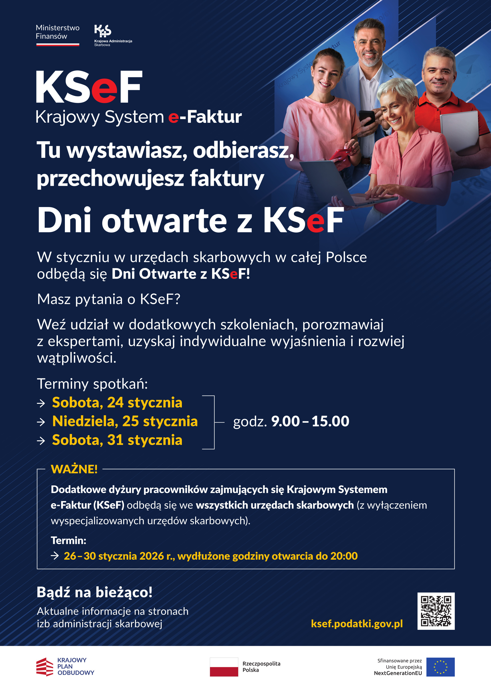 Dni otwarte z KSeF - 24,25,31 stycznia - godz. 9.00 - 15.00
